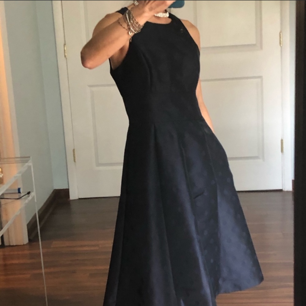 J.Crew Fit Flare polkadot Tea length taffeta Sz 0